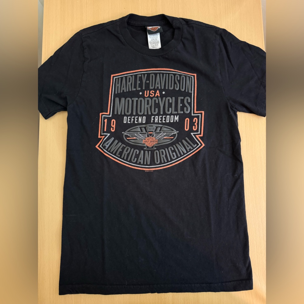 Harley-Davidson Black and Orange Logo Tee